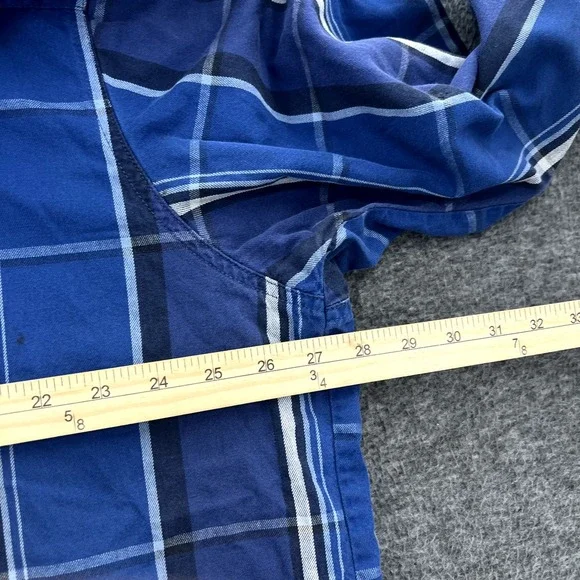 Vintage Wrangler‎ X Long Tails Button Up Shirt Mens 2XL Pearl Snap Plaid LS Blue - Picture 7 of 13